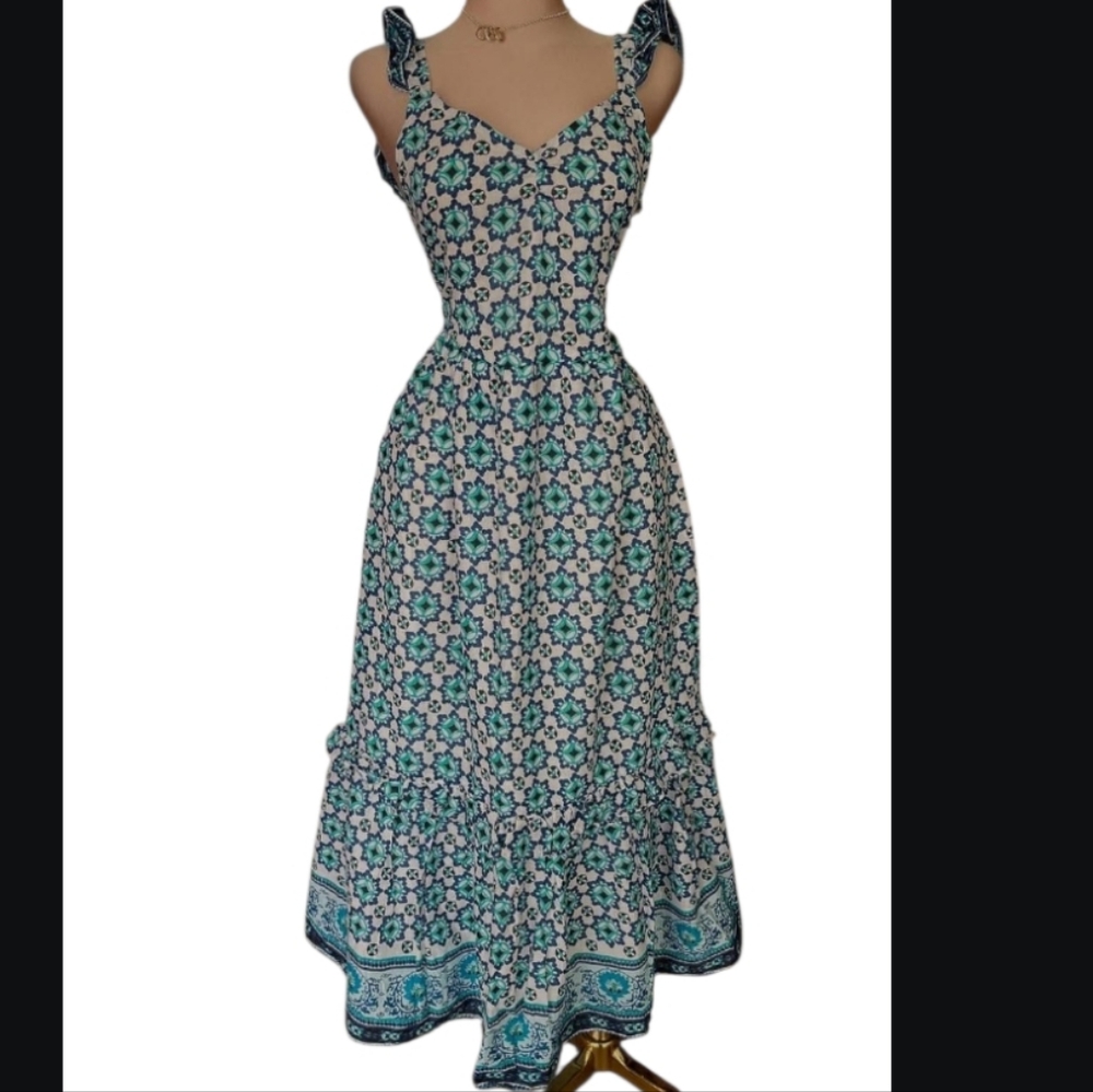 NWT Lucky Brand Tiered Ruffle Maxi Dress - Picture 2 of 13